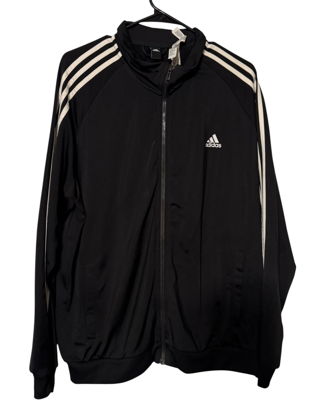 adidas Black Jacket with White Three-Stripes